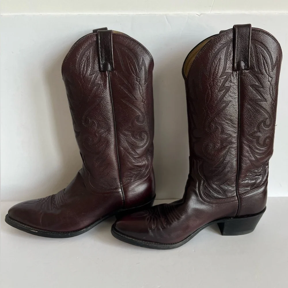 Dan Post Burgundy Pebble Grain Cowboy Boots men’s size 9D